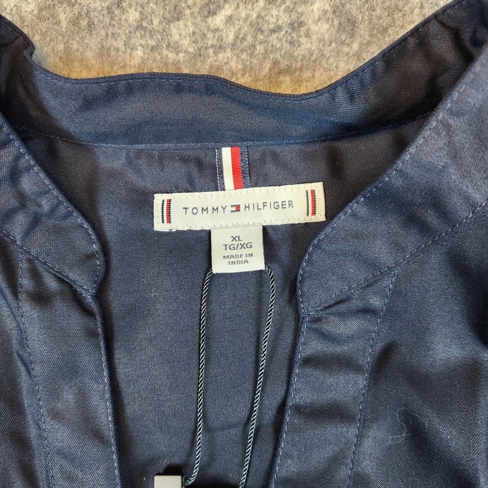 NWT Tommy Hilfiger Utility Shirt Women‎ XL Blue Lyocell Roll Tab Blouse Midnight - Picture 4 of 14